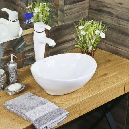 Раковина из сантехнического фарфора Melana 7138-805 40х30 накладная цвет белый без отверстий под смеситель