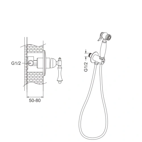 Гигиенический душ со смесителем Rose R0105 хром - фото 3
