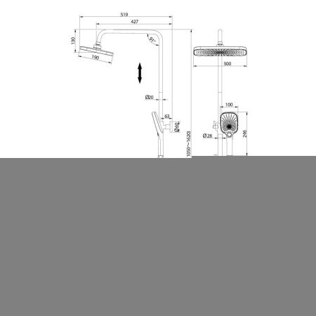 Душевая стойка Grossman Advans 500.K35.09.420 настенная цвет графит