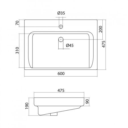 Раковина из сантехнического фарфора Santek Тигода 1WH302082 60х50 встраиваемая цвет белый