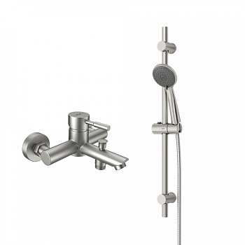 Смеситель для ванны и душа Dorff Logic NEW D0103030SS настенный нержавеющая сталь