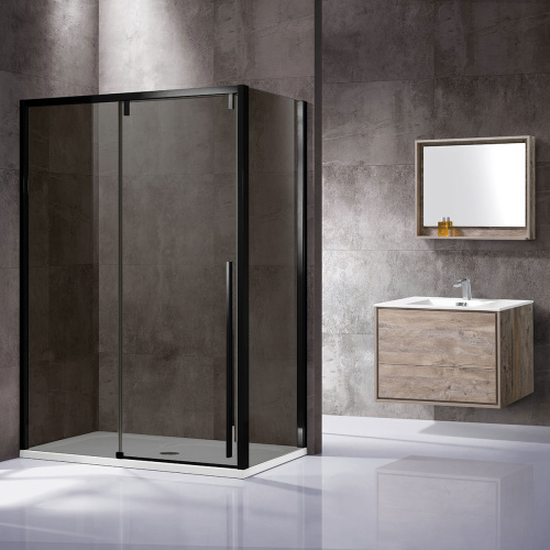 Душевой уголок Vincea Lugano VSR-1L9012CGB-1 120х90 стекло тонированное профиль черный без поддона