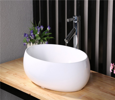 Раковина из санфаянса CeramaLux 9030B 48х34 накладная цвет белый