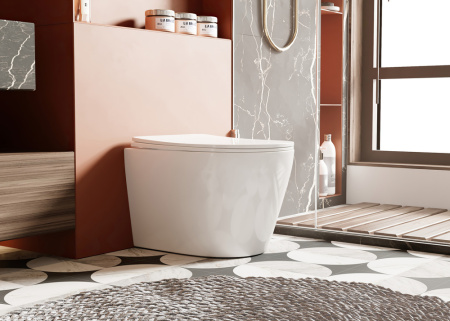 Унитаз приставной Abber Bequem AC1113 белый с сиденьем микролифт безободковый каскадный смыв