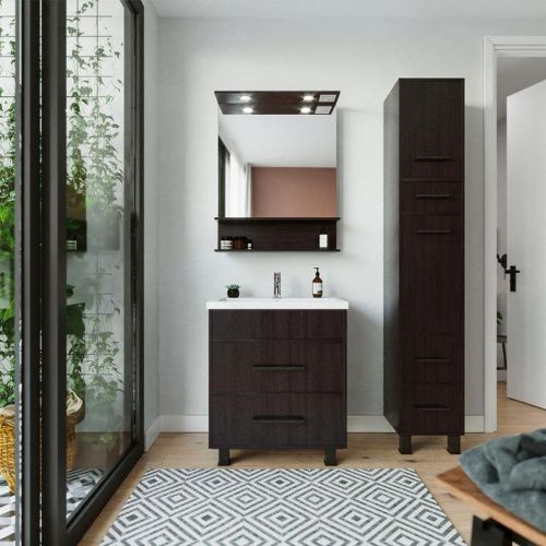 Зеркало с подсветкой Бриклаер 4627125415050 70х90 цвет венге - фото 5