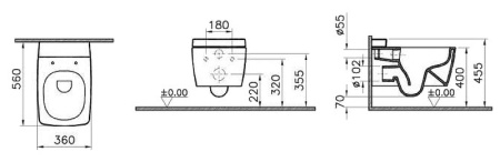 Чаша унитаза подвесная Vitra Metropole 7672B003-0075 цвет белый без сиденья безободковая каскадный смыв