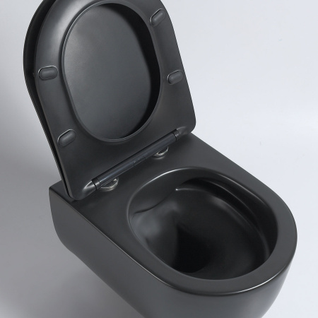 Унитаз подвесной Vincea Evo VT1-34SMB черный матовый с сиденьем микролифт безободковый душевой смыв