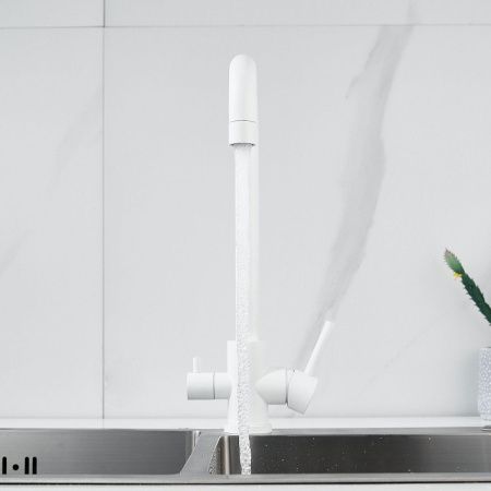 Смеситель для кухни Raffine F118C на мойку белый