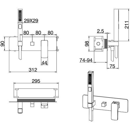 Смеситель для ванны с душем Allen Brau Infinity 5.21011-00 встраиваемый в стену хром