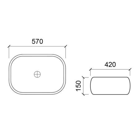 Раковина из сантехнического фарфора WesnaArt Round 4050-ROU 60х40 накладная цвет белый