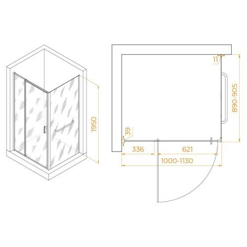 Душевой уголок RGW Passage 3508078109-14 100х90 стекло прозрачное профиль черный без поддона - фото 2