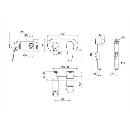 Гигиенический душ со смесителем LeMark Linara LM0419C хром