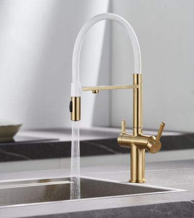 Смеситель для кухни Rose R458G на мойку золото