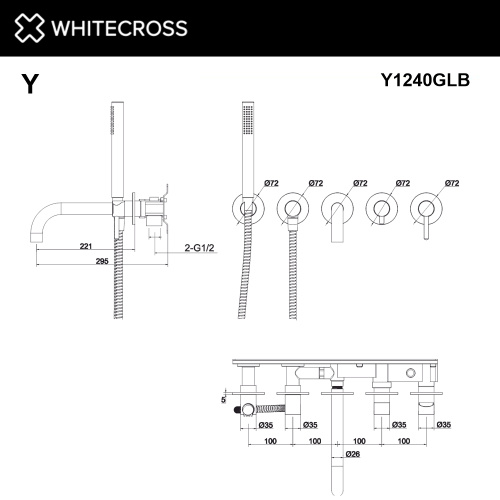 Смеситель для ванны Whitecross Y brushed gold Y1240GLB встраиваемый золото брашированное - фото 3