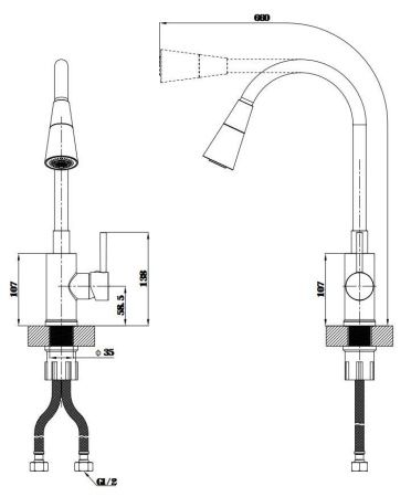 Смеситель для кухни Esko K47GMG на мойку вороненая сталь