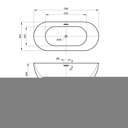 Ванна акриловая Wellsee Chic Riviera 236803000 180х85 отдельностоящая овальная с ножками