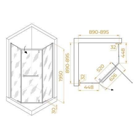 Душевой уголок RGW Hotel 350608199-21 90х90 стекло матовое профиль хром без поддона