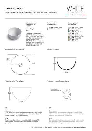 Раковина White Ceramic Dome 45 см W0307PL накладная цвет сливовый матовый - фото 3