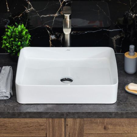Раковина из сантехнического фарфора Melana 7050K-805 50х40 накладная цвет белый без отверстий под смеситель