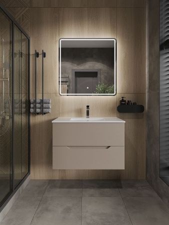 Тумба с раковиной Orange Line Li-80TuL+Ra 80х50 подвесная цвет коричневый