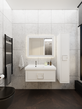 Тумба с раковиной La Fenice CUBO NFNC-01-CUB-B-90-3-90L 90х50 подвесная цвет белый