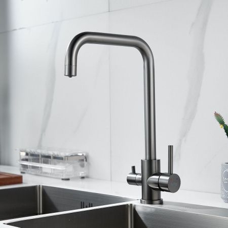 Смеситель для кухни Raffine F118T на мойку оружейная сталь