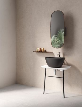 Раковина из сантехнического фарфора Vitra Plural 7811B483-0016 50х40 накладная цвет черный без отверстий под смеситель