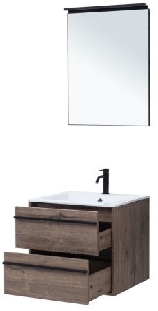 Комплект мебели: тумба с раковиной + зеркало Aquanet Lino 00271952 60х50 подвесной цвет коричневый