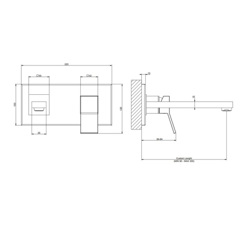 Смеситель для раковины Gessi Rettangolo K 53084#299 встраиваемый в стену черный (внешняя часть) - фото 2