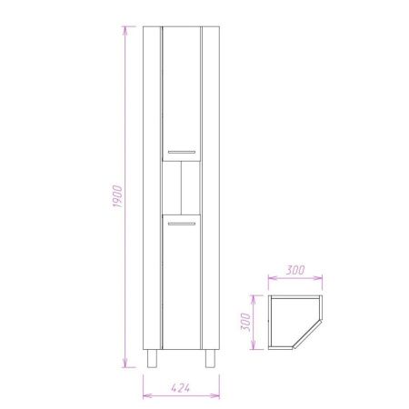 Шкаф-пенал Onika Дюна 403034 40х190 напольный цвет белый