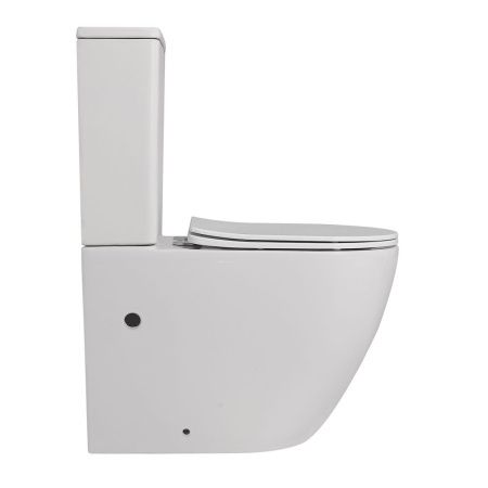 Унитаз напольный с бачком Abber Bequem AC1110 белый с сиденьем безободковый каскадный смыв