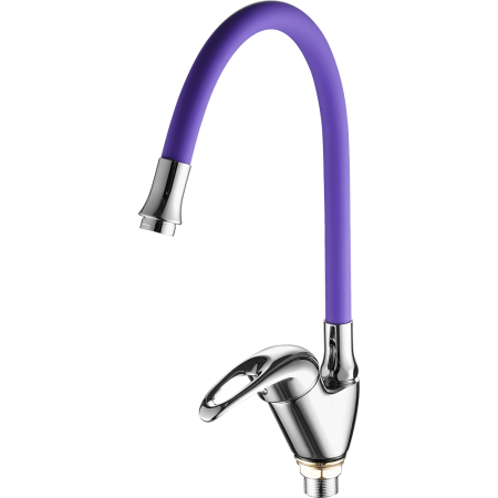 Смеситель для кухни Fashun A4403+A7254 на мойку хром/фиолетовый