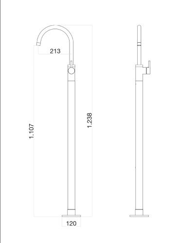 Смеситель Webert RI832101015 напольный хром - фото 3
