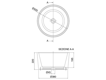 Раковина из санфаянса Scarabeo Bucket 8807 42х42 накладная цвет белый