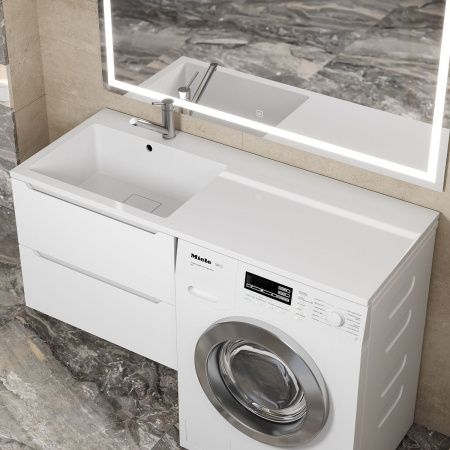 Раковина из искусственного камня Uperwood Cosmos 291020411 120х50 над стиральной машиной цвет белый