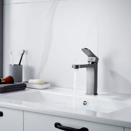 Смеситель Shevanik S4501T на раковину оружейная сталь
