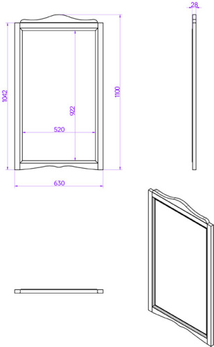 Зеркало в ванную TW collection Veronica Nuovo VER1163-B 63х110 цвет белый - фото 2