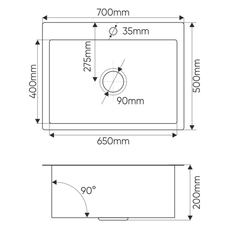 Кухонная мойка Melana ProfLine MLN-R7050H 70х50 цвет сатин поверхность матовая