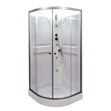 Душевая кабина AvaCan L608NLED+GM 80х80 четверть круга без крыши ориентация универсальная