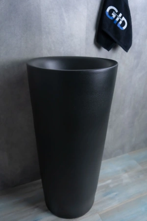 Раковина керамическая Gid Autonomo 81110 40х40 напольная цвет черный без отверстий под смеситель