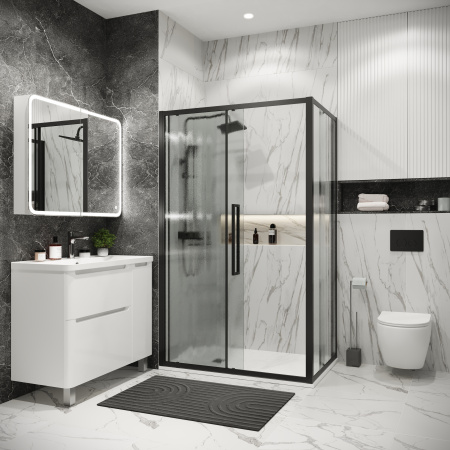 Душевая перегородка Grossman Cosmo 200.K33.02.70.21.02 70х195 стекло текстурное профиль черный матовый