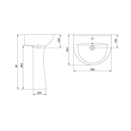 Раковина из сантехнического фарфора Santeri Виктория 131116S0011B0 60х50 подвесная цвет белый 1 отверстие под смеситель