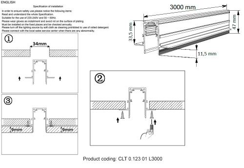 Шинопровод магнитный встраиваемый Crystal Lux CLT 0.123 CLT 0.123 01 L3000 WH - фото 2