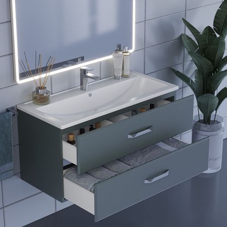 Тумба под раковину Uperwood Foster 291020524 100х50 подвесная цвет серый