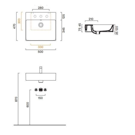 Раковина керамическая Catalano Premium 220500001 50 см подвесная цвет белый без отверстий под смеситель