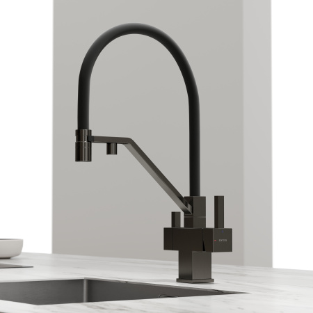 Смеситель для кухни Sancos Loro SC4007GG на мойку вороненая сталь/черный