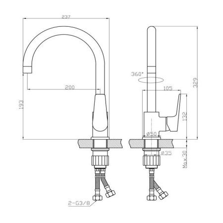 Смеситель для кухни Tokito TOYAMA TOK-TOY-1013 на мойку хром