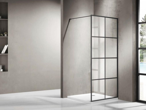 Душевая перегородка Bravat Blackline BG090.5413B 90х195 стекло прозрачное профиль черный - фото 2