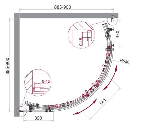 Душевой уголок BelBagno ACQUA ACQUA-R-2-90-C-Cr 90х90 стекло прозрачное профиль хром без поддона