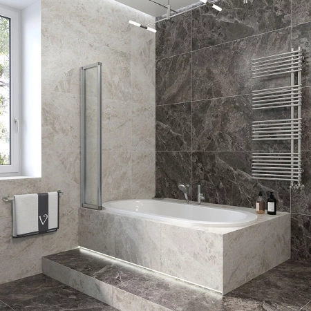 Душевая шторка на ванну Veconi Palau PL74L-120-01-19C4 120х150 стекло прозрачное профиль хром ориентация левая